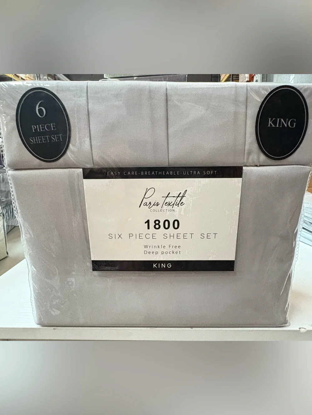 6pc king sheet set gray 1800 series deep pocket wrinkle free